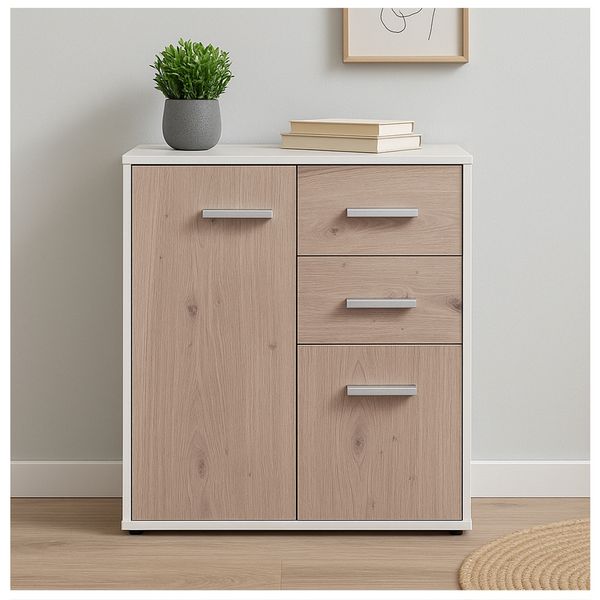HTI-Living Kommode Nina 4 Weiß Artisaneiche Kommode Nina 4 Weiß Artisaneiche