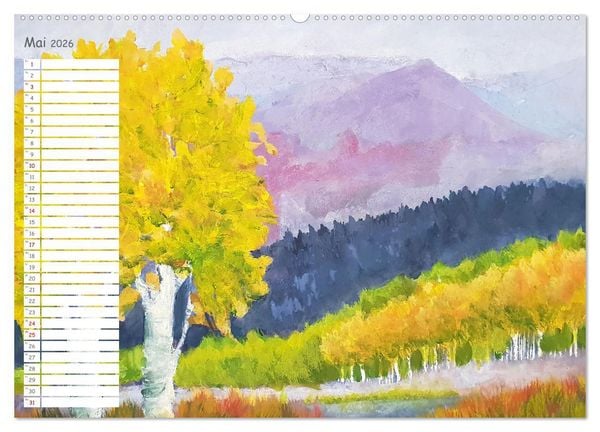 Produktbild: Gemalte Herbsttr&auml;ume - Eine malerische Reise in bunte Herbstlandschaften (hochwertiger Premium Wandkalender 2026 DIN A2 quer), Kunstdruck in Hochglanz