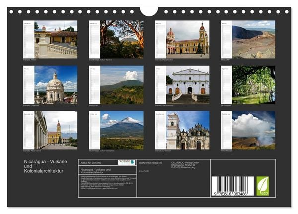 Produktbild: Nicaragua - Vulkane und Kolonialarchitektur (Wandkalender 2026 DIN A4 quer), CALVENDO Monatskalender