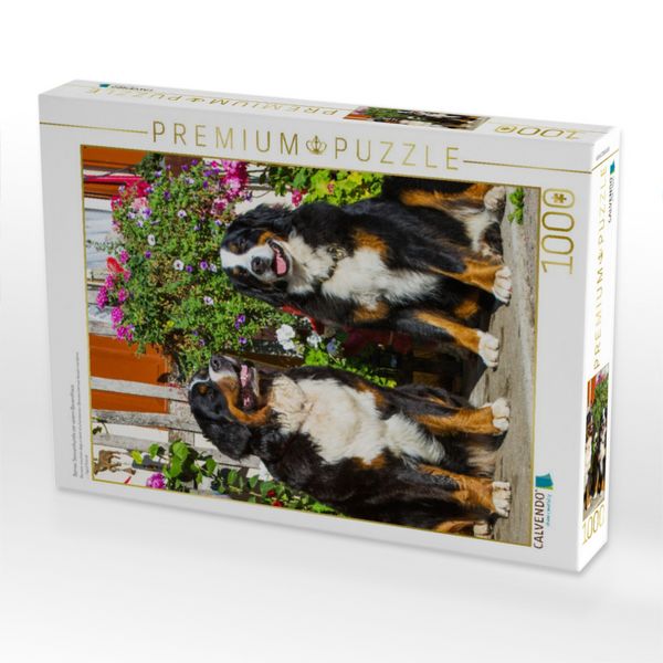 Produktbild: CALVENDO Puzzle Berner Sennenhunde vor einem Bauernhaus | 1000 Teile Lege-Gr&ouml;&szlig;e 64x48cm Foto-Puzzle f&uuml;r gl&uuml;ckliche Stunden