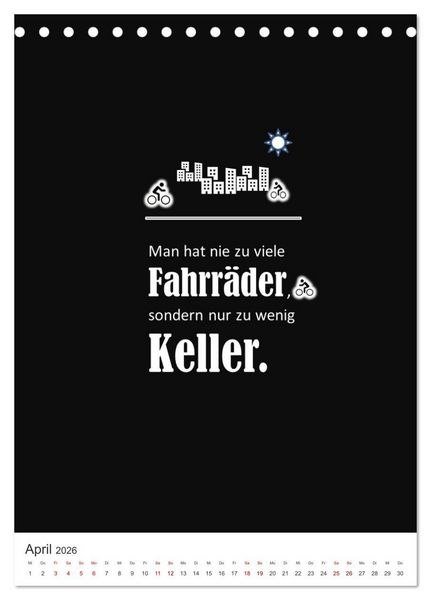 Produktbild: Markante, freche Spr&uuml;che rund ums Radfahren (Tischkalender 2026 DIN A5 hoch), CALVENDO Monatskalender