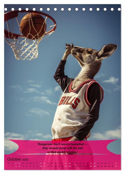 Produktbild: Basketball with funny animals (Desk Calendar 2026 DIN A5 portrait), CALVENDO 12 Month DeskCalendar