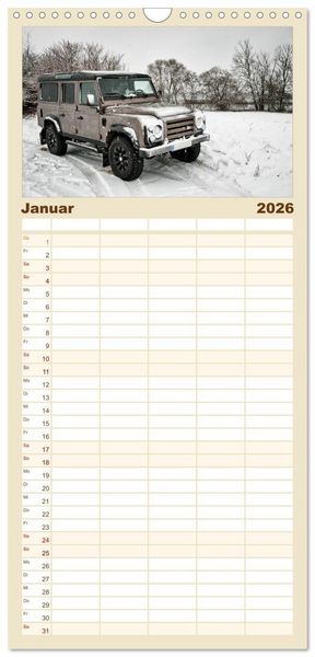 Produktbild: Familienplaner 2026 - Mit dem 4x4 durch Europa mit 5 Spalten (Wandkalender, 21 x 45 cm) CALVENDO