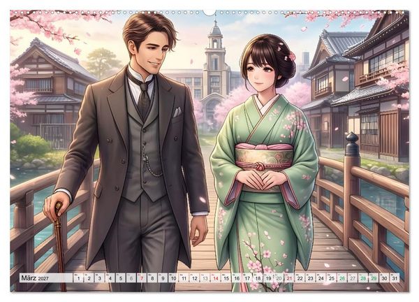 Produktbild: Meiji Mondkalender (hochwertiger Premium Wandkalender 2027 DIN A2 quer), Kunstdruck in Hochglanz