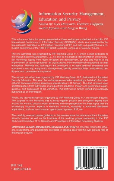 Produktbild: Information Security Management, Education and Privacy