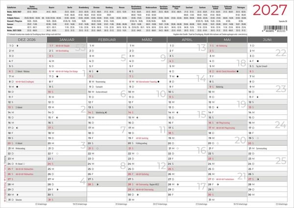 Produktbild: Tafelkalender A4 beidseitig 2027