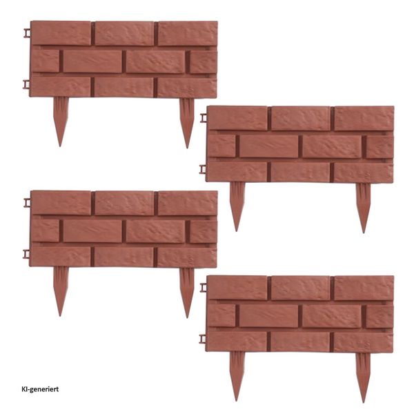 Produktbild: HTI-Living Beetumrandung 4er Set Kunststoff Steinoptik Stecksystem Gesamtl&auml;nge 180 cm
