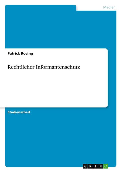 Produktbild: Rechtlicher Informantenschutz