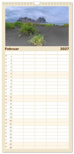 Produktbild: Familienplaner 2027 - Naturwunder in Island mit 5 Spalten (Wandkalender, 21 x 45 cm) CALVENDO