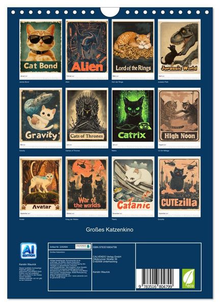 Produktbild: Gro&szlig;es Katzenkino (Wandkalender 2027 DIN A4 hoch), CALVENDO Monatskalender