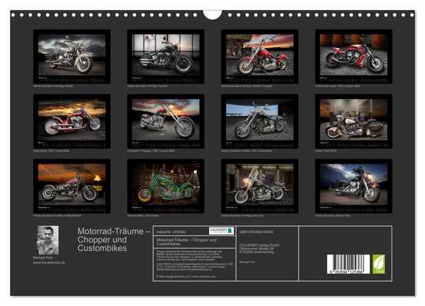 Produktbild: Motorrad-Tr&auml;ume &ndash; Chopper und Custombikes (Wandkalender 2027 DIN A3 quer), CALVENDO Monatskalender