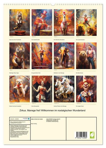 Produktbild: Zirkus. Manege frei! Willkommen im nostalgischen Wunderland (hochwertiger Premium Wandkalender 2026 DIN A2 hoch), Kunstdruck in Hochglanz
