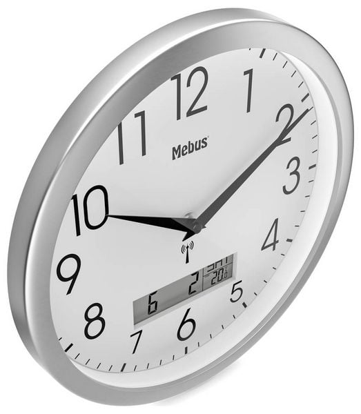 Produktbild: Mebus 19422 Funk Wanduhr 30cm x 30mm Silber
