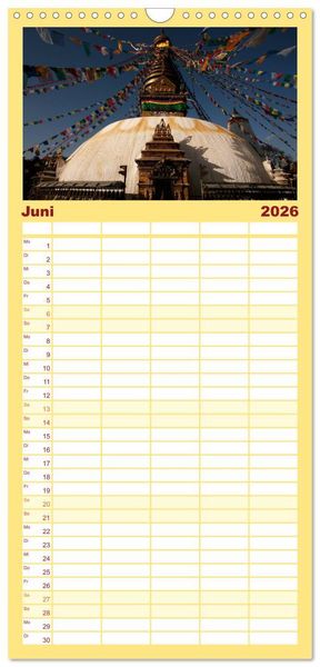Produktbild: Familienplaner 2026 - Nepal mit 5 Spalten (Wandkalender, 21 x 45 cm) CALVENDO