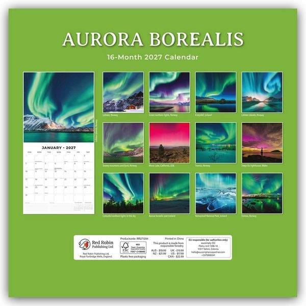 Produktbild: Aurora Borealis &ndash; Nordlichter &ndash; Polarlicht 2027 &ndash; 16-Monatskalender
