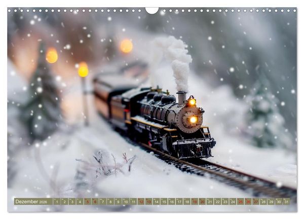 Produktbild: Miniaturwelt Eisenbahn - Zug um Zug ins Abenteuer (Wandkalender 2026 DIN A3 quer), CALVENDO Monatskalender