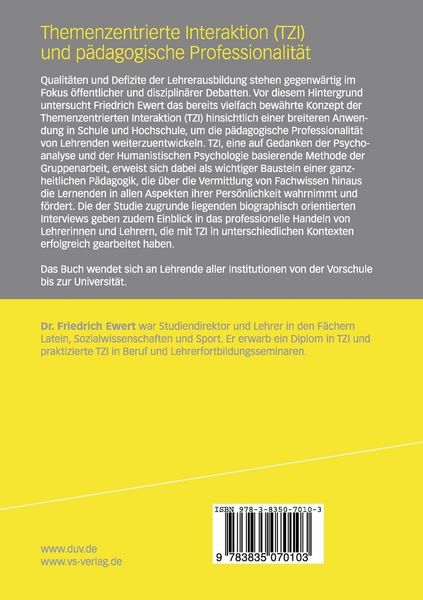 Produktbild: Themenzentrierte Interaktion (TZI) und p&auml;dagogische Professionalit&auml;t von Lehrerinnen und Lehrern