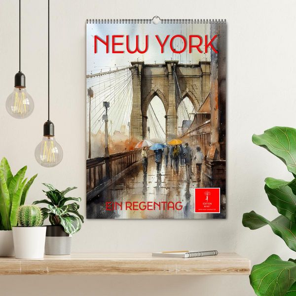 Produktbild: New York - ein Regentag (Wandkalender 2026 DIN A2 hoch), CALVENDO Monatskalender
