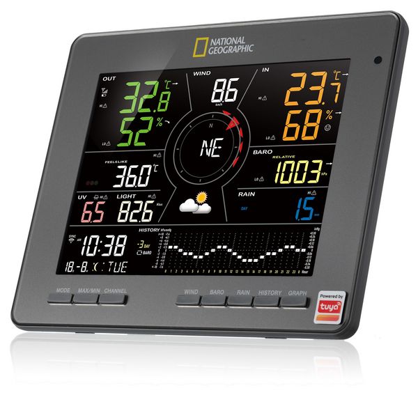 Produktbild: Bresser 14677 - NATIONAL GEOGRAPHIC Smarte Tuya-Wetterstation mit 7-in-1-Sensor