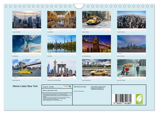 Produktbild: Meine Liebe New York (Wandkalender 2026 DIN A4 quer), CALVENDO Monatskalender