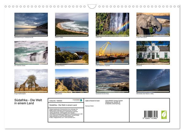 Produktbild: S&uuml;dafrika - Die Welt in einem Land (Wandkalender 2026 DIN A3 quer), CALVENDO Monatskalender