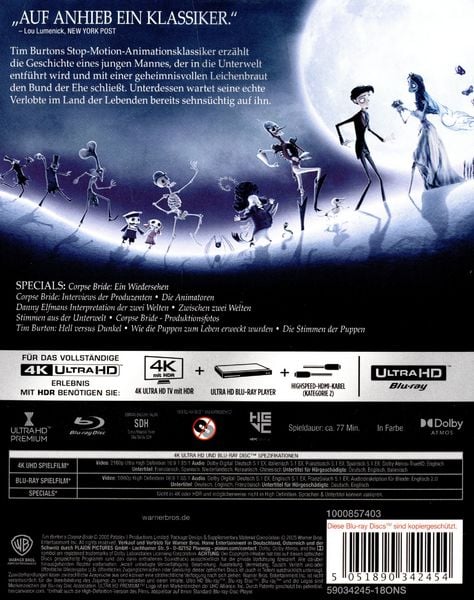 Produktbild: Corpse Bride &ndash; Hochzeit mit einer Leiche - Ultimate Collector's Edition (4K Ultra HD+Blu-ray)