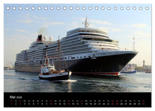 Produktbild: Cruiseliner in Warnem&uuml;nde (Tischkalender 2026 DIN A5 quer), CALVENDO Monatskalender