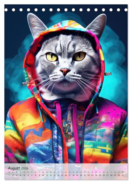Produktbild: Katzen im lustigen Gangsterlook (Tischkalender 2026 DIN A5 hoch), CALVENDO Monatskalender
