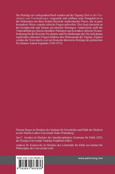 Produktbild: Ethik in der Psychiatrie und Psychotherapie