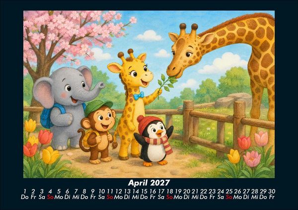 Produktbild: Ein Jahr im Zoo mit Raffi und Freunden 2027 Fotokalender DIN A5