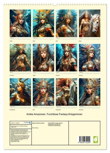 Produktbild: Antike Amazonen. Furchtlose Fantasy-Kriegerinnen (hochwertiger Premium Wandkalender 2026 DIN A2 hoch), Kunstdruck in Hochglanz