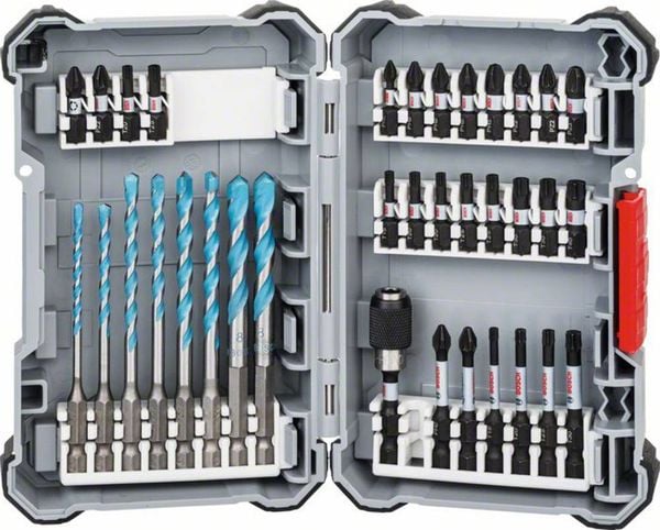 Bosch Accessories 2608577147 Bit-Set 35teilig Schlitz, Kreuzschlitz Pozidriv, Kreuzschlitz Phillips, Innen-Sechsrund (TX