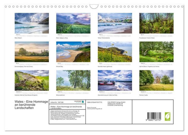 Produktbild: Wales - Eine Hommage an ber&uuml;hrende Landschaften (Wandkalender 2026 DIN A3 quer), CALVENDO Monatskalender