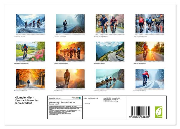 Produktbild: Kilometerkiller - Rennrad-Power im Jahresverlauf (Wandkalender 2026 DIN A4 quer), CALVENDO Monatskalender