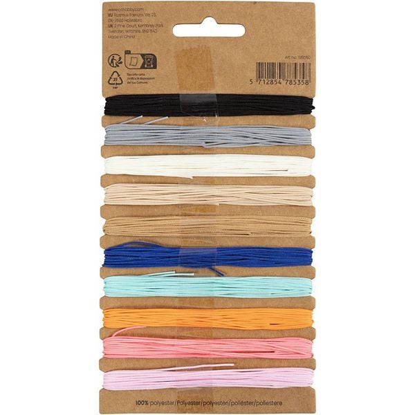 Produktbild: Creativ Company Polyesterschnur, Dicke 0,6 mm, sortierte Farben, 10x4 m