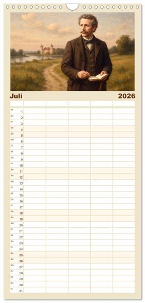 Produktbild: Familienplaner 2026 - Theodor Fontane mit 5 Spalten (Wandkalender, 21 x 45 cm) CALVENDO