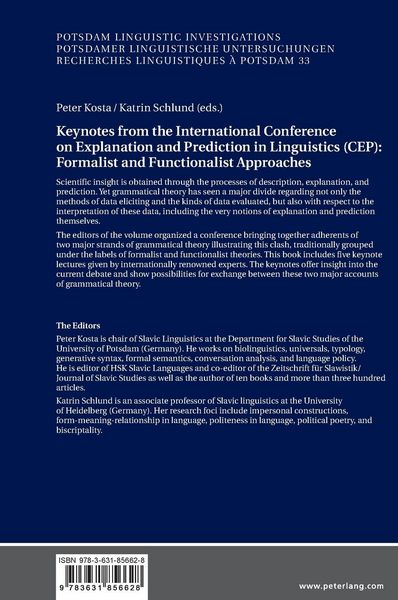 Produktbild: Keynotes from the International Conference on Explanation and Prediction in Linguistics (CEP): Formalist and Functionalist Approaches