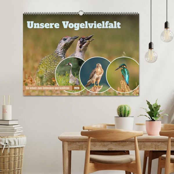 Produktbild: Unsere Vogelvielfalt: Ein Schatz zum Entdecken und Sch&uuml;tzen (Wandkalender 2026 DIN A2 quer), CALVENDO Monatskalender