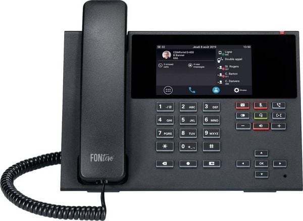 Produktbild: Auerswald COMfortel D-400 Schnurgebundenes Telefon, VoIP Anrufbeantworter, Freisprechen, PoE, Headsetanschluss Touch-Farbdisplay Schwarz
