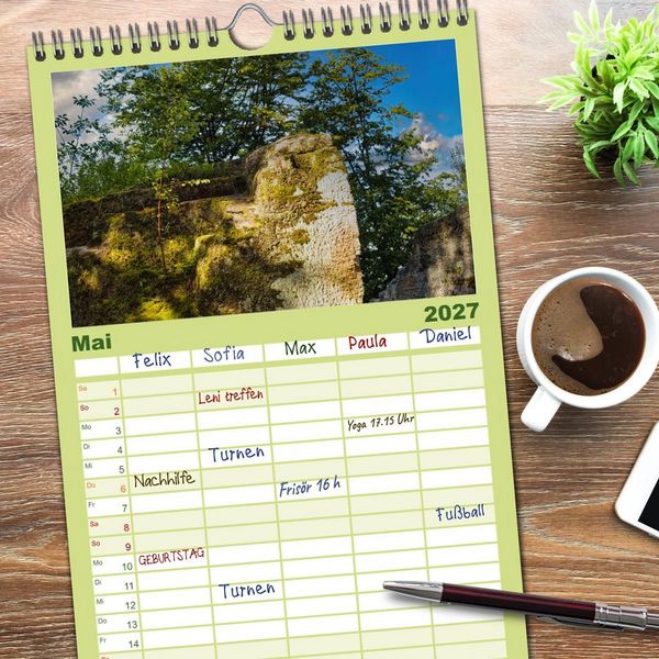 Produktbild: Familienplaner 2027 - Felsenburg Rotenhan mit 5 Spalten (Wandkalender, 21 x 45 cm) CALVENDO