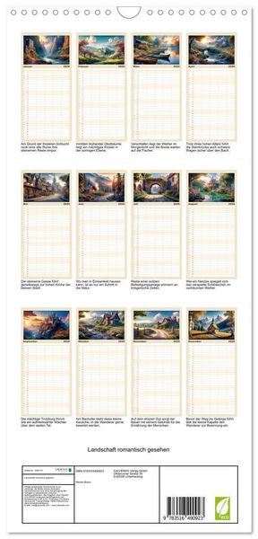 Produktbild: Familienplaner 2026 - Landschaft romantisch gesehen mit 5 Spalten (Wandkalender, 21 x 45 cm) CALVENDO