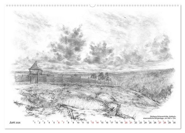 Produktbild: ZeitZeichnen: Burgen und Befestigungen in der Aachener Region (hochwertiger Premium Wandkalender 2026 DIN A2 quer), Kunstdruck in Hochglanz