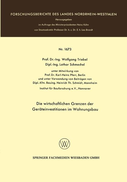 Produktbild: Die wirtschaftlichen Grenzen der Ger&auml;teinvestitionen im Wohnungsbau