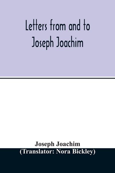 Produktbild: Letters from and to Joseph Joachim