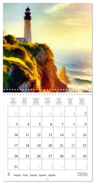 Produktbild: Phares de fantaisie (Calendrier mural carr&eacute; 2026 30x30 cm) Calendrier double avec une page pour vos prises de notes