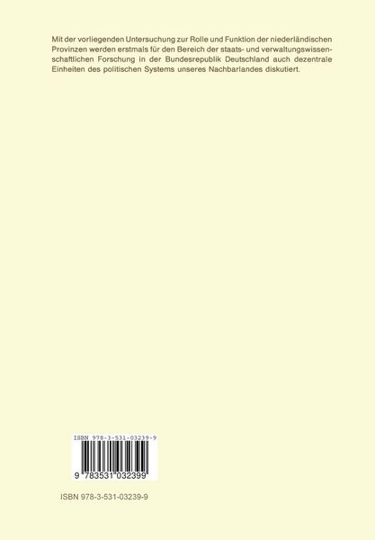 Produktbild: Die Provinzen im politischen System der Niederlande