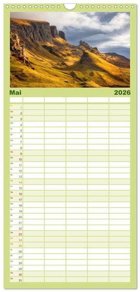 Produktbild: Familienplaner 2026 - Schottland zum Verlieben mit 5 Spalten (Wandkalender, 21 x 45 cm) CALVENDO