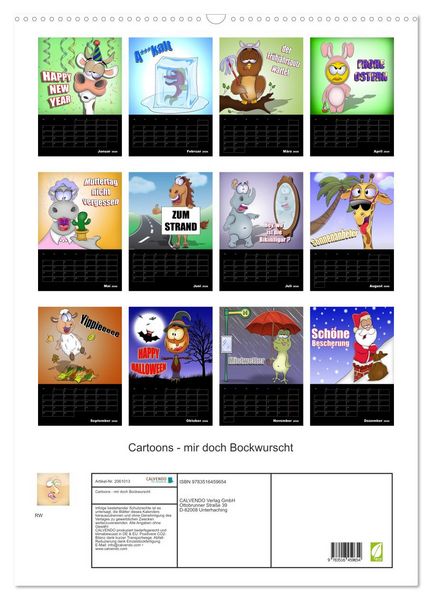 Produktbild: Cartoons - mir doch Bockwurscht (Wandkalender 2026 DIN A2 hoch), CALVENDO Monatskalender