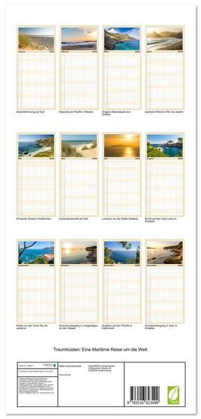 Produktbild: Familienplaner 2026 - Traumk&uuml;sten: Eine Maritime Reise um die Welt mit 5 Spalten (Wandkalender, 21 x 45 cm) CALVENDO