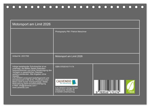 Produktbild: Motorsport am Limit 2026 (Tischkalender 2026 DIN A5 quer), CALVENDO Monatskalender